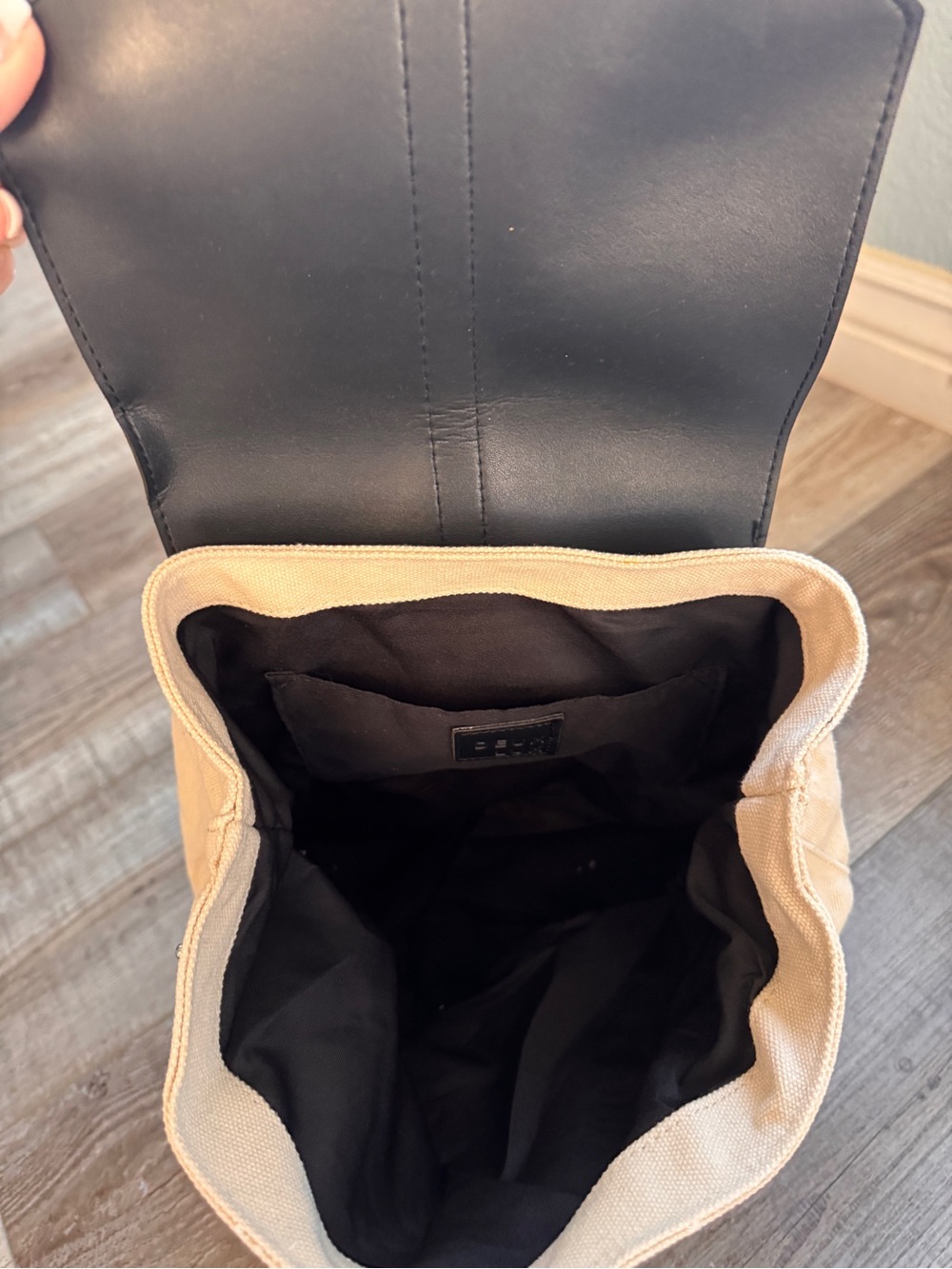 Deux Lux Black and Cream Canvas Mini Backpack - Picture 2 of 6